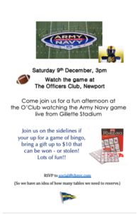 Army Navy Game Social/Bingo on the sidelines @ Officers Club, Newport | Newport | Rhode Island | United States